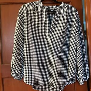 NWOT A New Day Gingham Puff-Sleeve Blouse - Size XXL